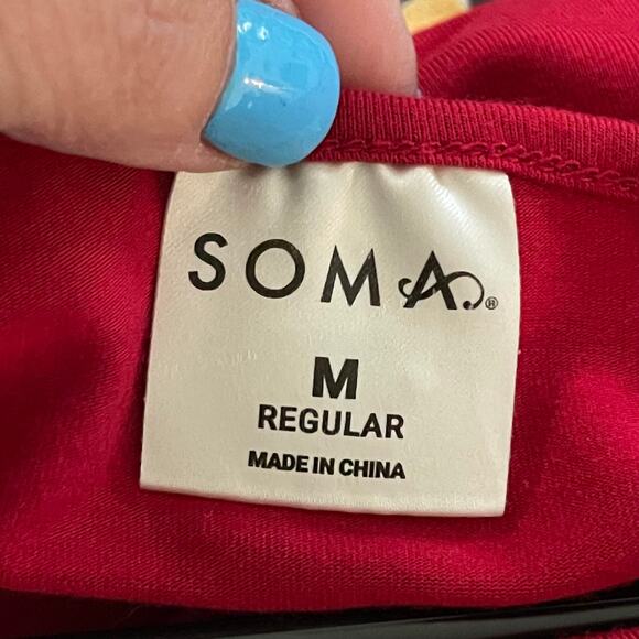 Soma red knit tee shirt t-shirt women's medium may be sleep shirt soft comfort - Picture 4 of 12